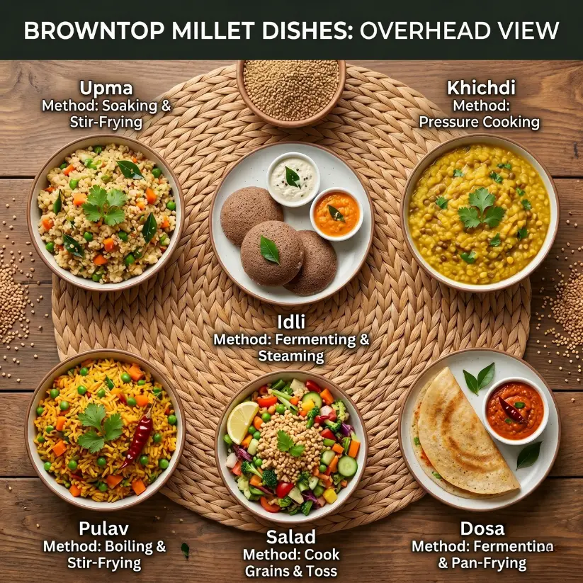 Unpolished BrownTop Millet Grains (Soaked, Sundried & Roasted) | 62X Fiber Than Rice, Low GI & Gluten Free - Image 3