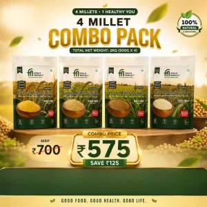 Fibro Aaharr 4 Millet Happy Combo Pack (Foxtail, Little, Kodo & Barnyard) | 2kg (4 x 500g)